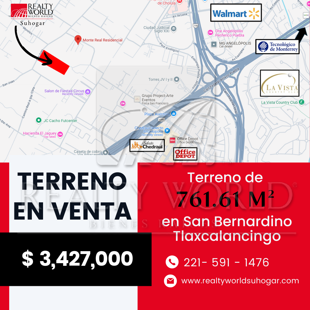 Terreno en Venta en San Bernardino Tlaxcalancingo